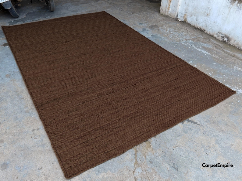 Earthy Brown Rug Earthy Brown Rug: Natural Hand Braided - 100% Jute - Scandinavian Area ...