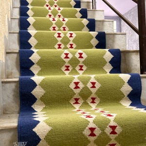 Kelim Läufer, Kelim Teppich, Flur, Kelimteppich, Grün, Kelimteppich, Kelimteppich, Größe 60 x 40 cm