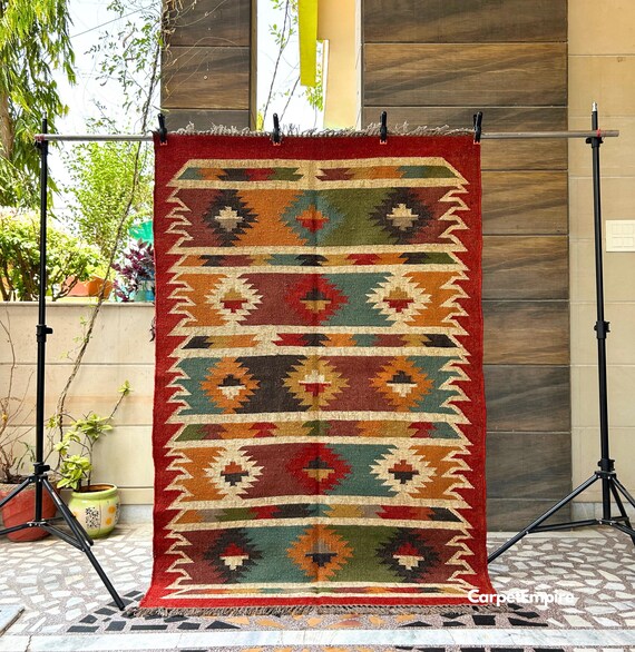 Moroccan Rug, Handwoven Kilim Rug for Bedroom/Living Room, Multicolor Turkish Tapestry Rug, Wall Art Decor, Bedroom Farmhouse Boho Decor