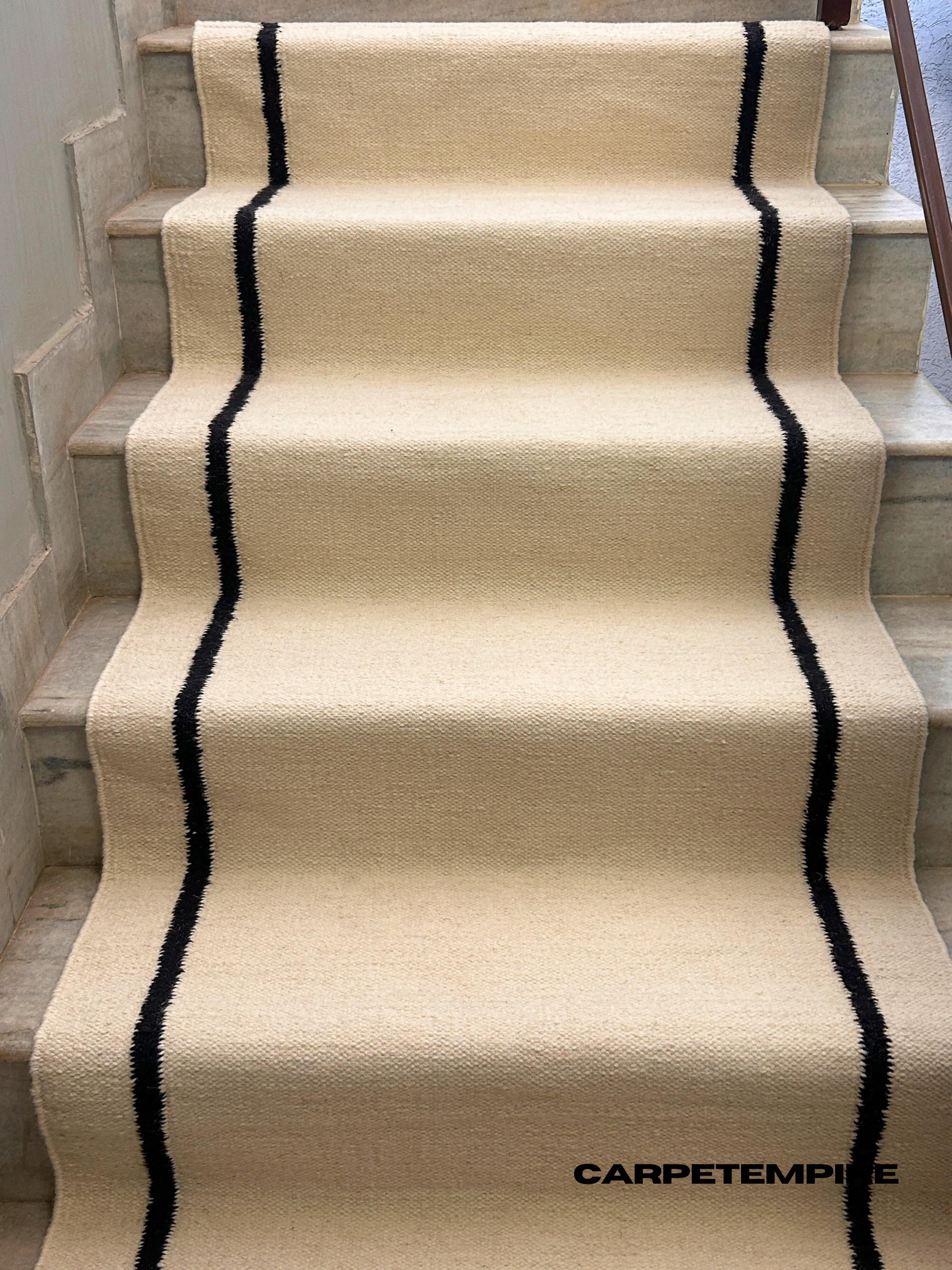 Runner Solid Design White Wool Runner: 100% Soft Natural Wool - Minimalist Solid Design ...