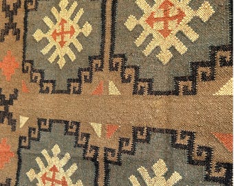 ブラウン ナバホ ラグ | ヴィンテージ ハンドメイド フラット