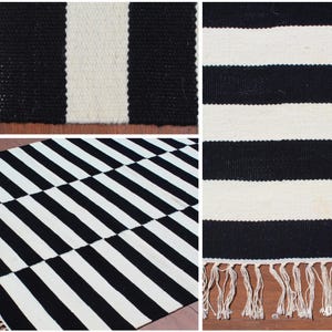 A statement piece for minimalist and contemporary homes, this striped wool rug features a timeless black and white palette. The handwoven wool fibers offer exceptional durability and warmth, making it ideal for living rooms, bedrooms, and office spaces. Whether styled as a focal point or layered with other decor elements, this rug enhances your space effortlessly.