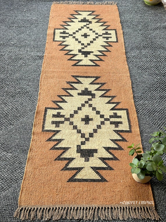 Vintage Kilim Runner: Handmade Moroccan Aztec Hallway Rug