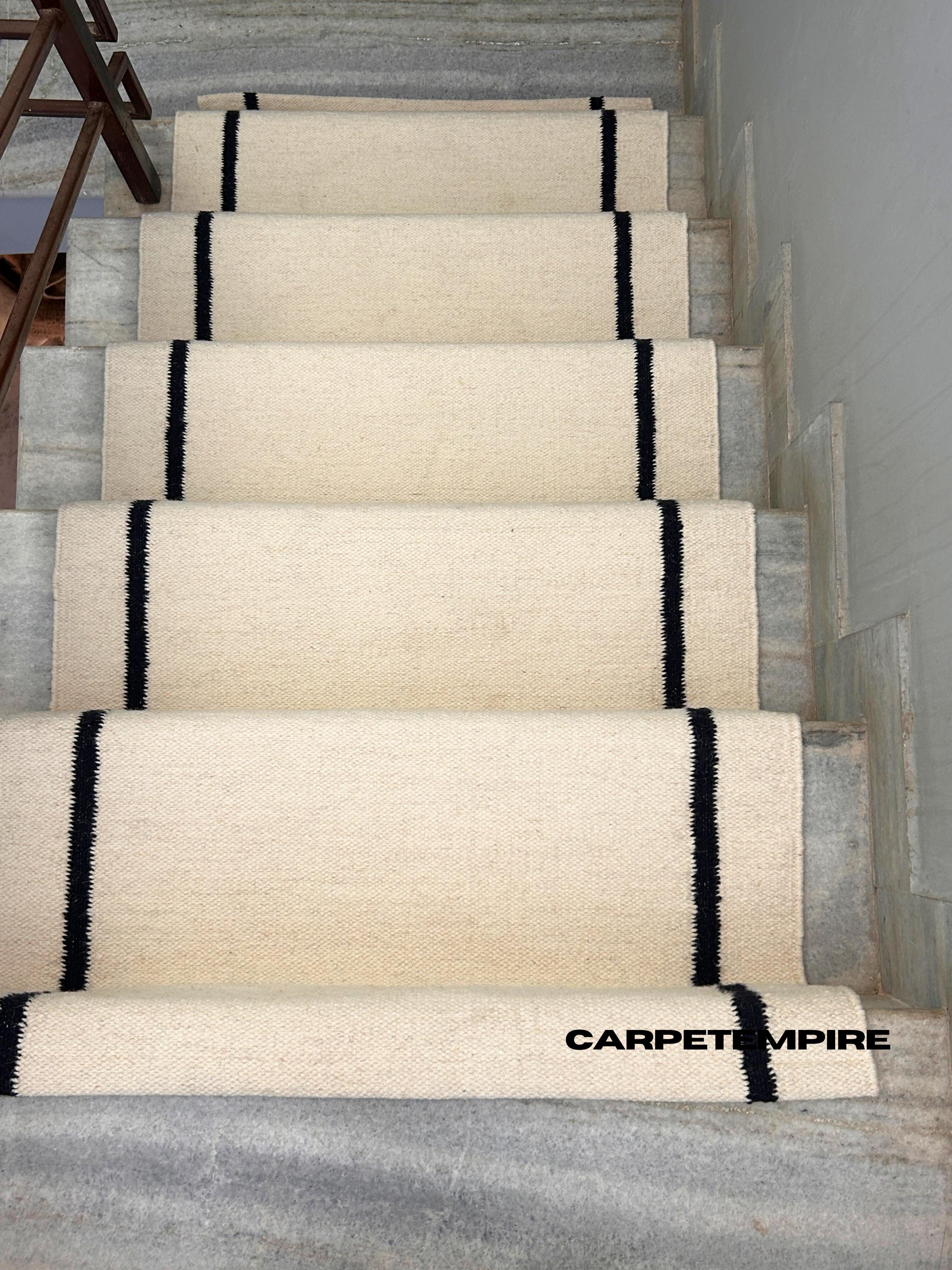 Runner Solid Design White Wool Runner: 100% Soft Natural Wool - Minimalist Solid Design ...