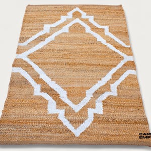 Natural Jute Rug, Handmade Jute Kilim Area Rug, Moroccan Jute Rug, Hand Braided High Traffic Jute Rug, Rectangle Jute Rug for Living Room