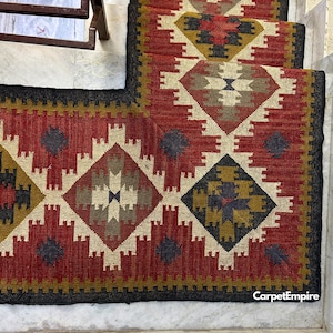 L Shape Stair Runner: Handwoven Kilim Custom • T Shape Hallway ...