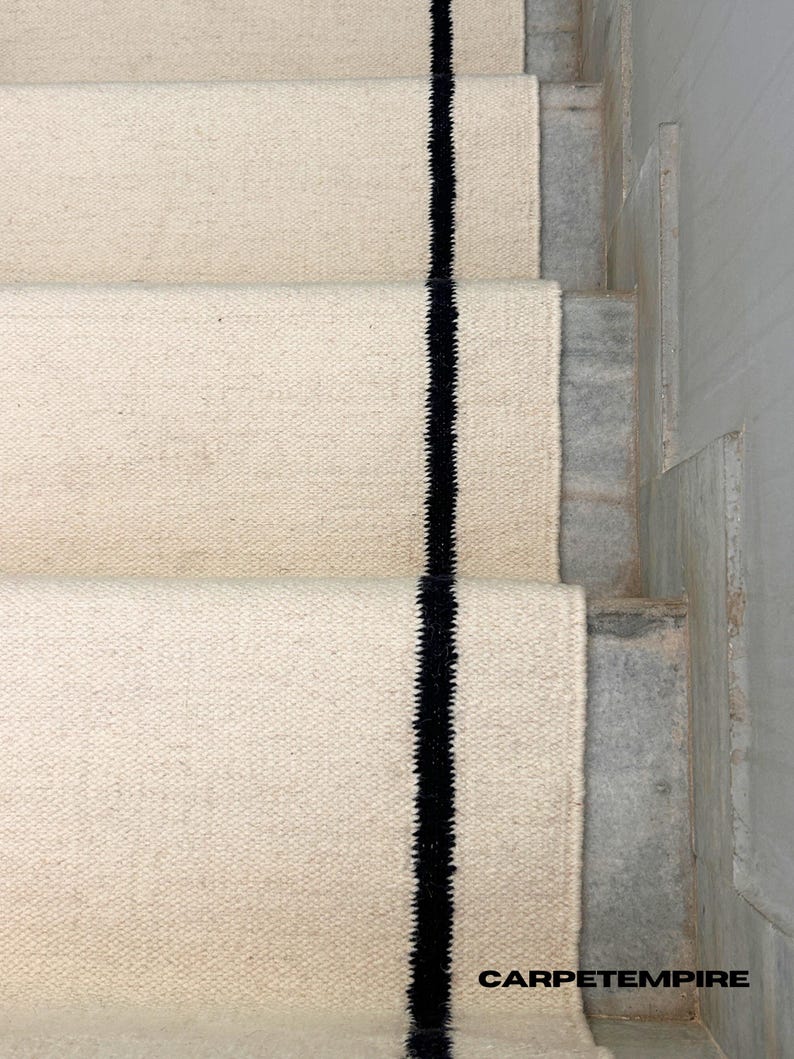 Runner Solid Design White Wool Runner: 100% Soft Natural Wool - Minimalist Solid Design ...