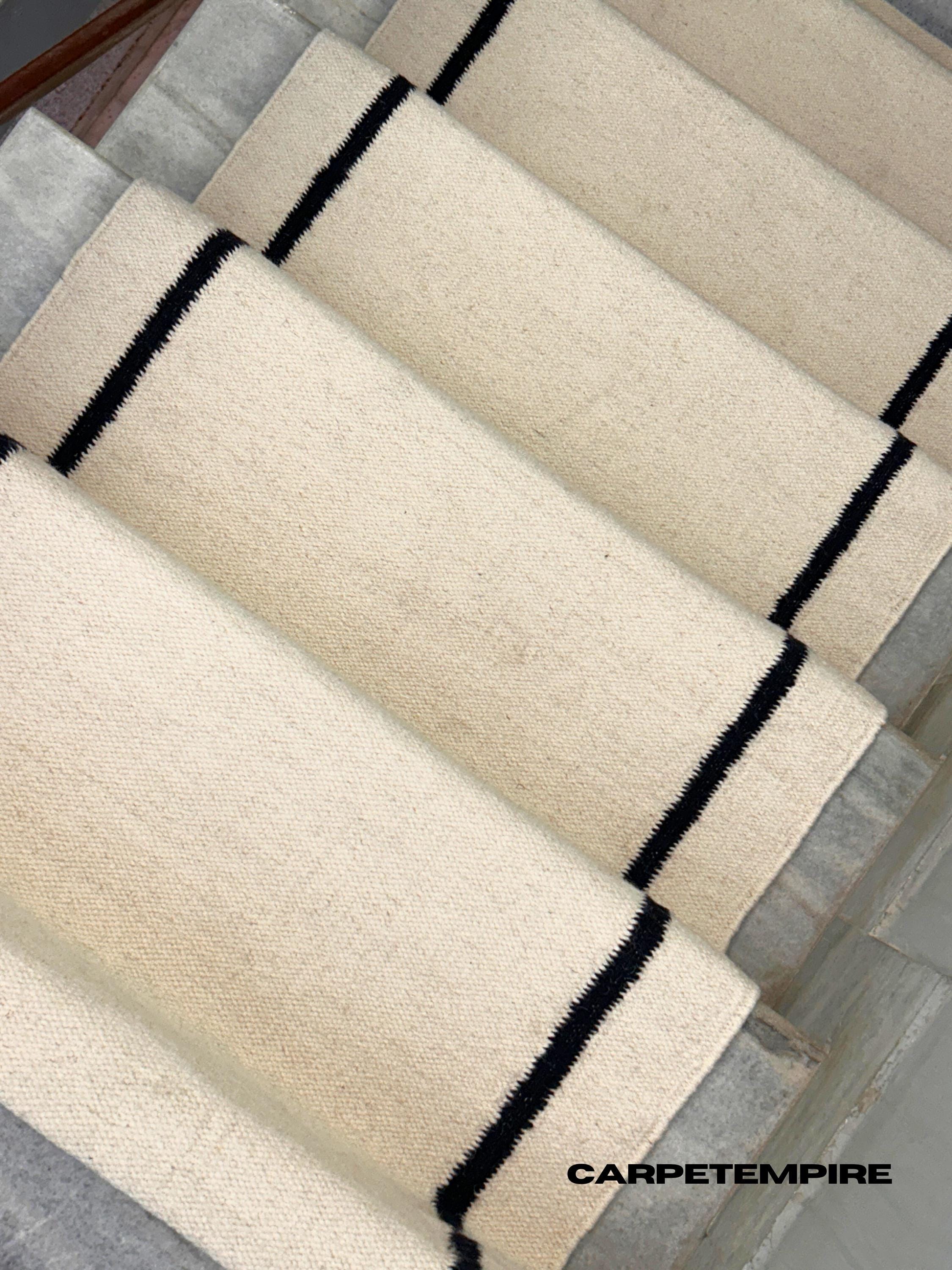 Runner Solid Design White Wool Runner: 100% Soft Natural Wool - Minimalist Solid Design ...