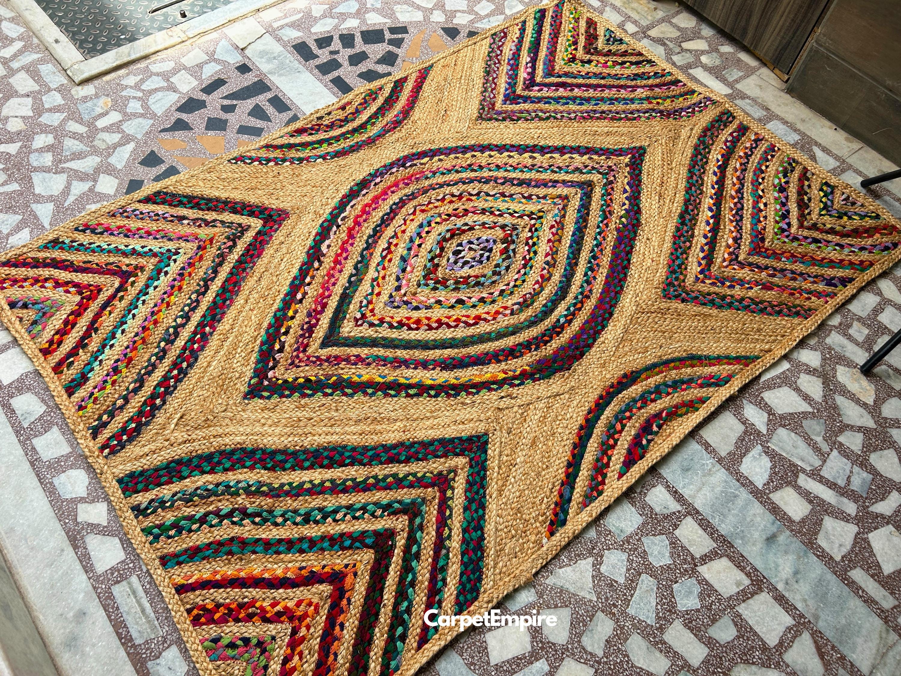 Jinky Rugs Boho Chindi Jute Rug: Multicolor Hippie Chic • Handwoven Colorful Area ...