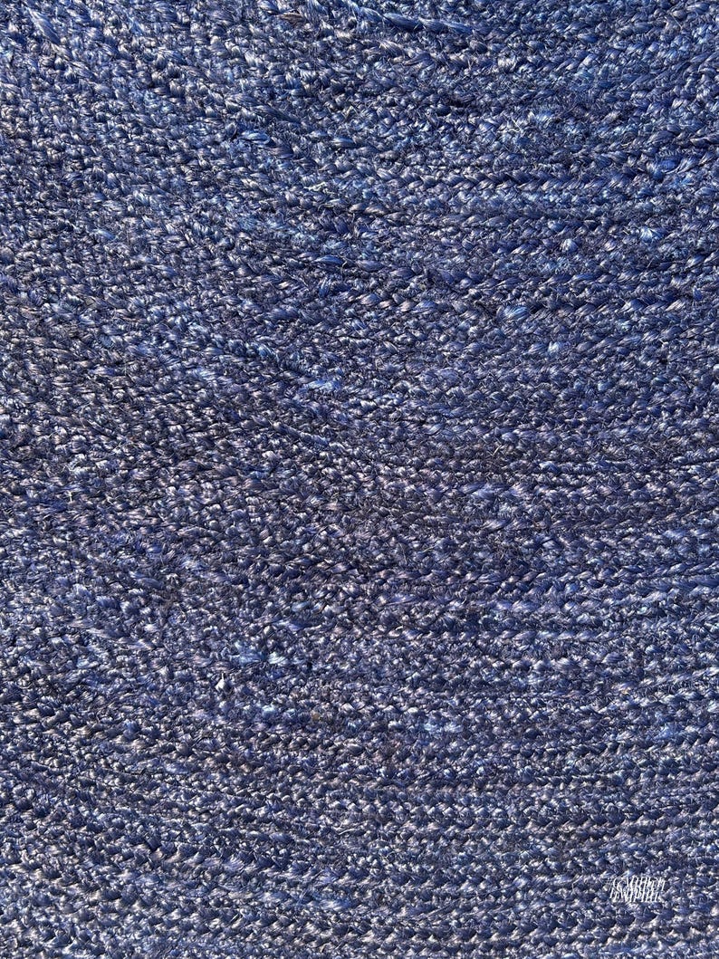 Blue Round Rug Navy Blue Jute Circle Rug Blue Round Area Rug Boho