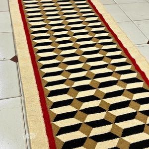 Wool Kilim Runner: Handmade Stair & Hallway Runner, Bedside Area Rug, Boho Staircase Carpet, Bohemian
