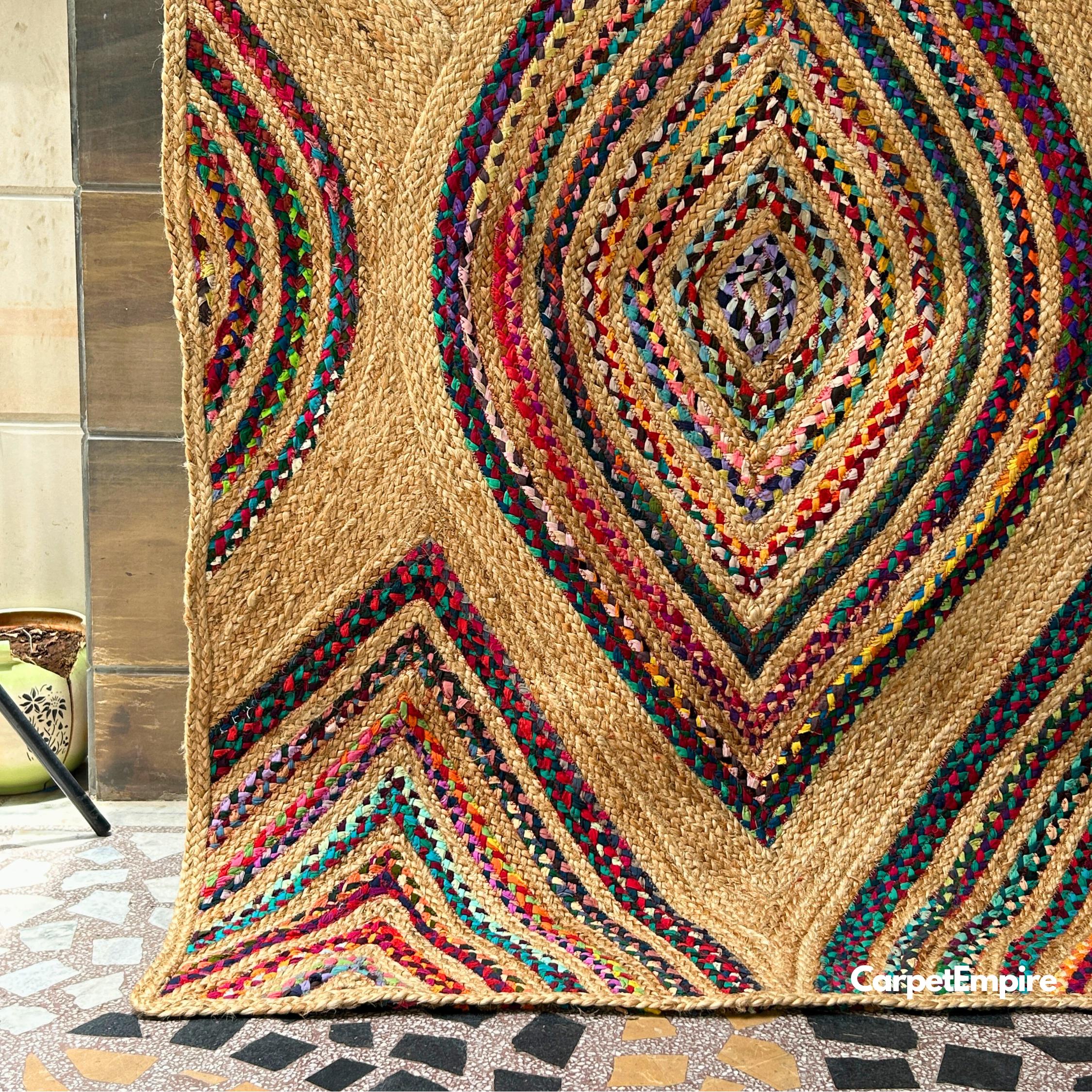 Jinky Rugs Boho Chindi Jute Rug: Multicolor Hippie Chic • Handwoven Colorful Area ...