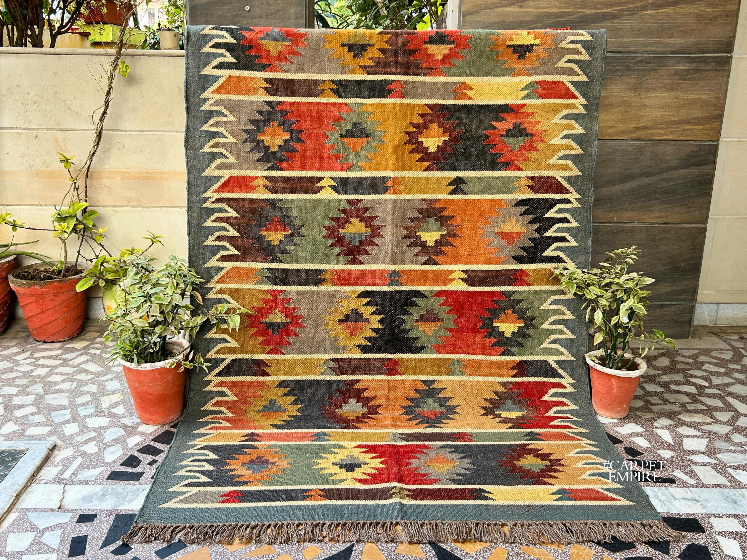 Vintage Dhurrie Rug - Etsy Vintage Dhurrie Rug - Etsy