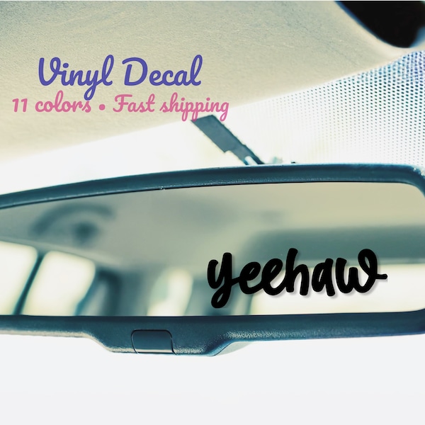 Yeehaw Car Mirror Decal - Glam Up Your Car with Girly Rearview Mirror Stickers - Western Car Accessories for Women
