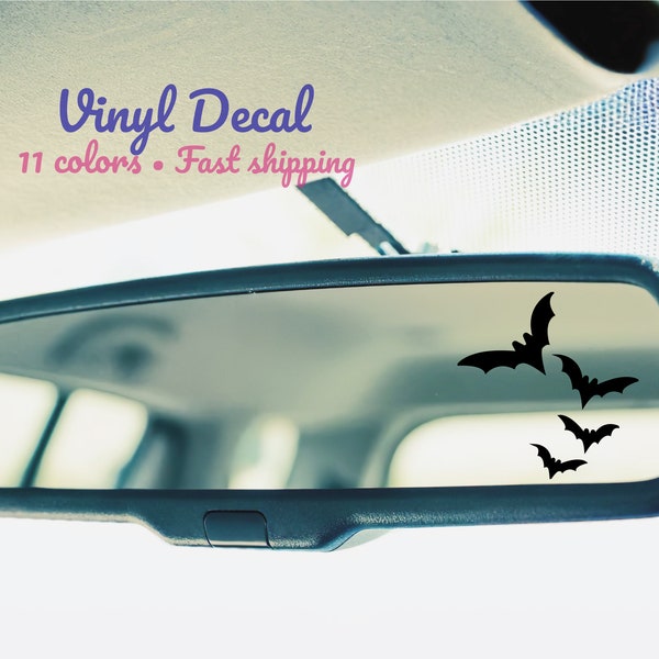 Bats Tiny Rearview Mirror Cute Decal - Glam Up Your Car with Spooky Rearview Mirror Stickers - Car Vinyl Decal, Rear View Mirror Sticker