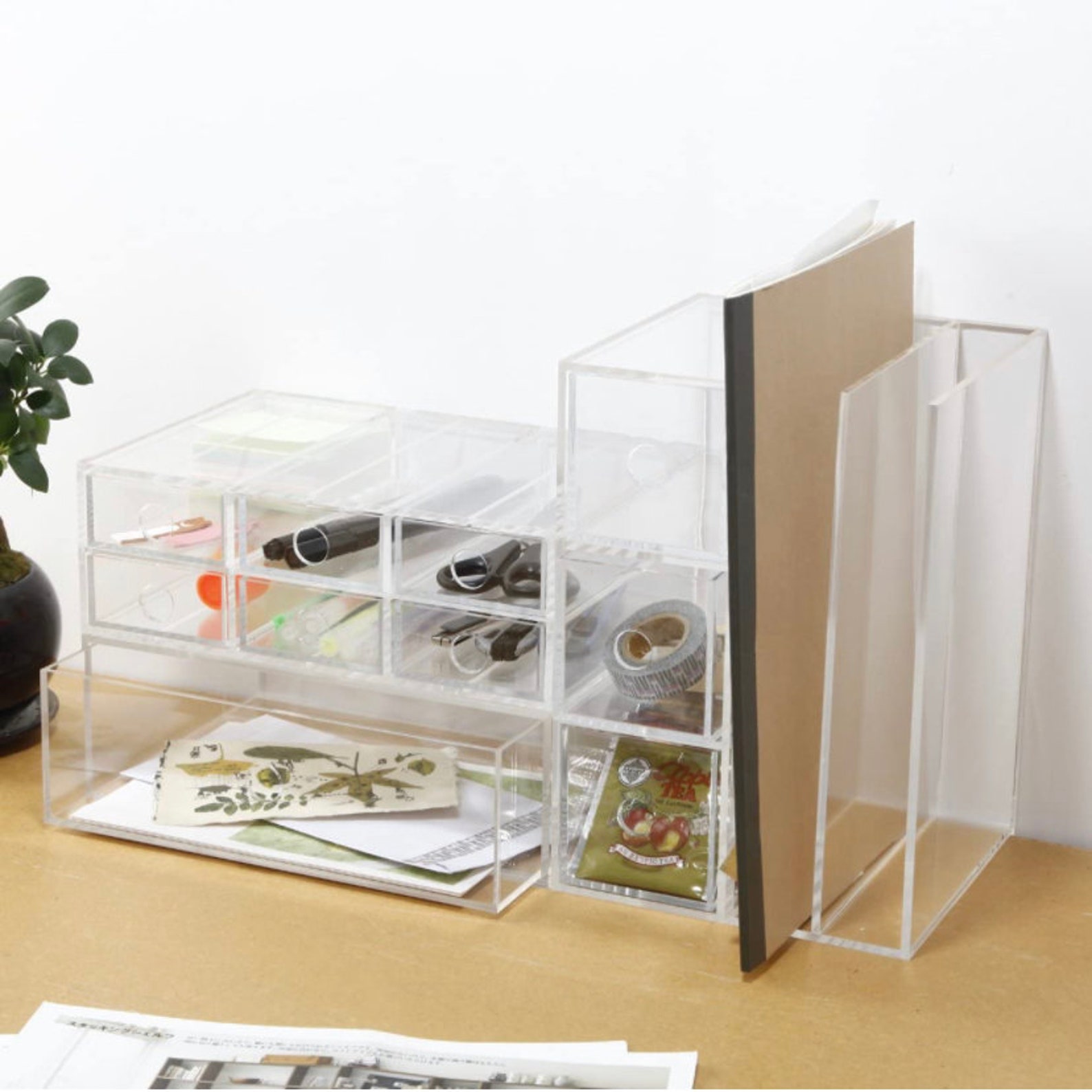 Muji Crystal Clear Acrylic Storage Stand Divider. Etsy