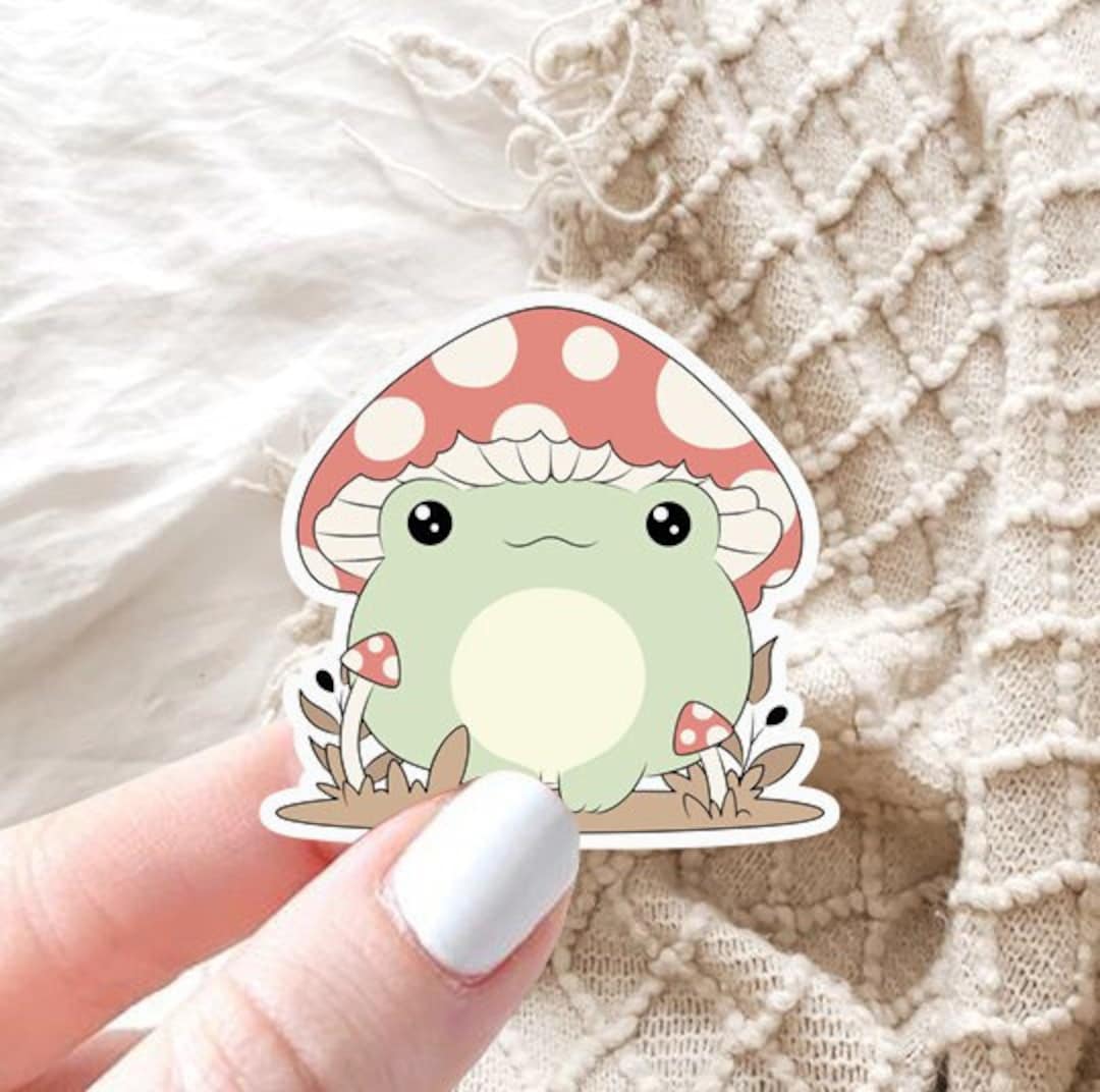 Mushroom Frog Sticker | Cute/kawaii Cottagecore Illustration | Home ...