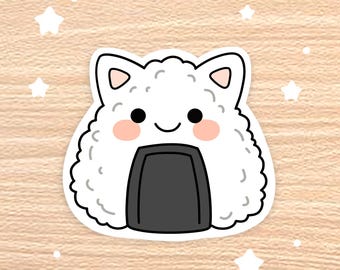 Cat Onigiri Sticker | Cute/Kawaii Drawing | Food Sticker | Matte Sticker | Cat Lover Sticker
