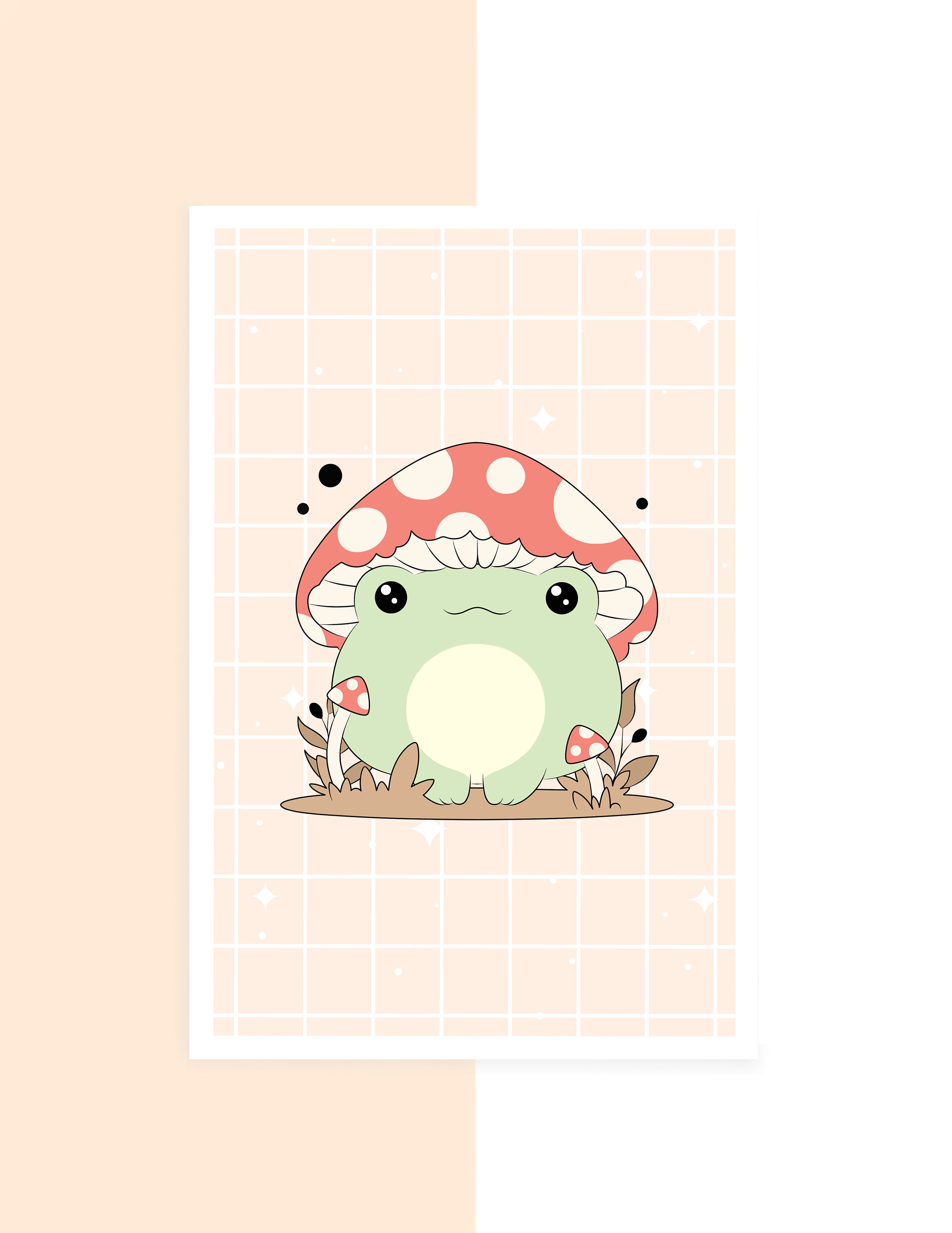 Mushroom Frog Art Print Cute/kawaii Cottagecore Illustration ...