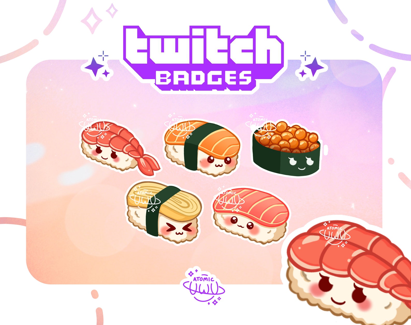 Sushi Twitch Badge & Emote - Etsy