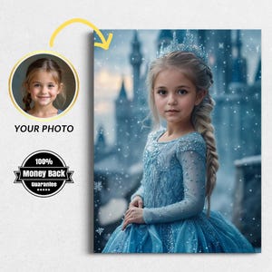 Personalized Princess Portrait: Custom Elsa Art, Birthday Gift (Digital File)