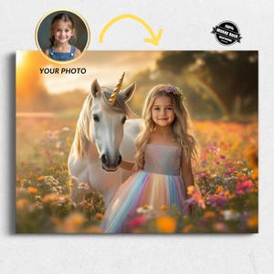 Personalized Princess Unicorn Portrait: Custom Kids Birthday Gift (Digital File)