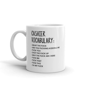 Vocabulario en el trabajo Taza-Cajero grosero Taza-Taza de cajero divertido Tazas-Cajero Taza-Colega taza,Regalo de cajero,Regalo sorpresa,Taza de compañero de trabajo