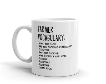 Vocabulary At Work Mug-Rude Farmer Mug-Funny Farmer Mugs-Farmer Mug-Colleague Mug,Farmer Gift,Surprise Gift,Workmate Mug
