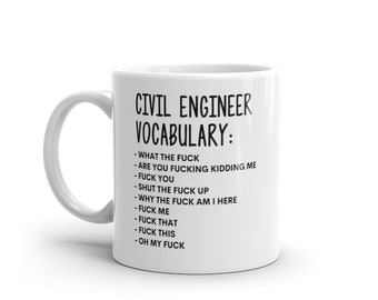 Vocabulary At Work Mug-Rude Civil Engineer Mug-Funny Civil Engineer Mugs-Civil Engineer Mug-Colleague Mug,Civil Engineer Gift,Surprise