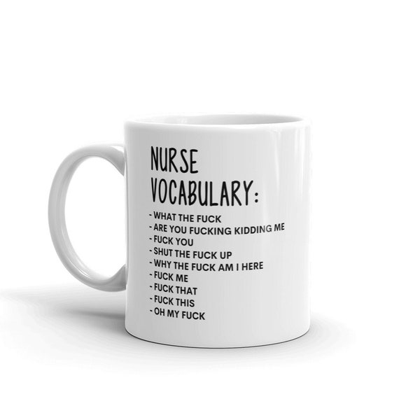 Vocabolario al lavoro Mug-Rude Nurse Mug-Funny Nurse Mugs-Nurse Mug-Colleague Mug,Nurse Gift,Surprise Gift,Workmate Mug