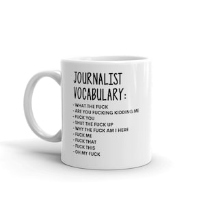 Vokabeln bei der Arbeit Becher-Rude Journalman Becher-Lustige Journalist Becher-Journalist Becher-Kollege Becher,Journalist Geschenk,Überraschungsgeschenk,Arbeitskollege Becher