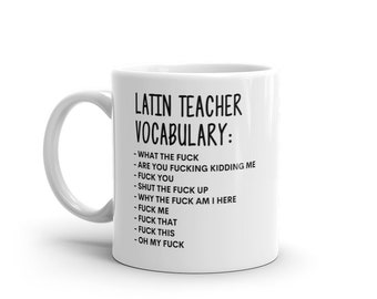 Vocabulary At Work Mug-Rude Latin Teacher Mug-Funny Latin Teacher Mugs-Latin Teacher Mug-Colleague Mug,Latin Teacher Gift,Surprise