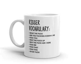 Vocabulary At Work Mug-Rude Rigger Mug-Funny Rigger Mugs-Rigger Mug-Colleague Mug,Rigger Gift,Surprise Gift,Workmate Mug