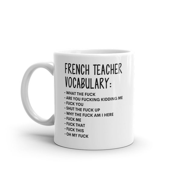 Vocabolario al lavoro Mug-Rude Insegnante di francese Mug-Divertente Insegnante di francese Mugs-Insegnante di francese Mug-Collega Mug,Regalo insegnante di francese,Sorpresa