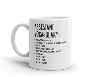 Vocabulary At Work Mug-Rude Assistant Mug-Funny Assistant Mugs-Assistant Mug-Colleague Mug,Assistant Gift,Surprise Gift,Workmate Mug