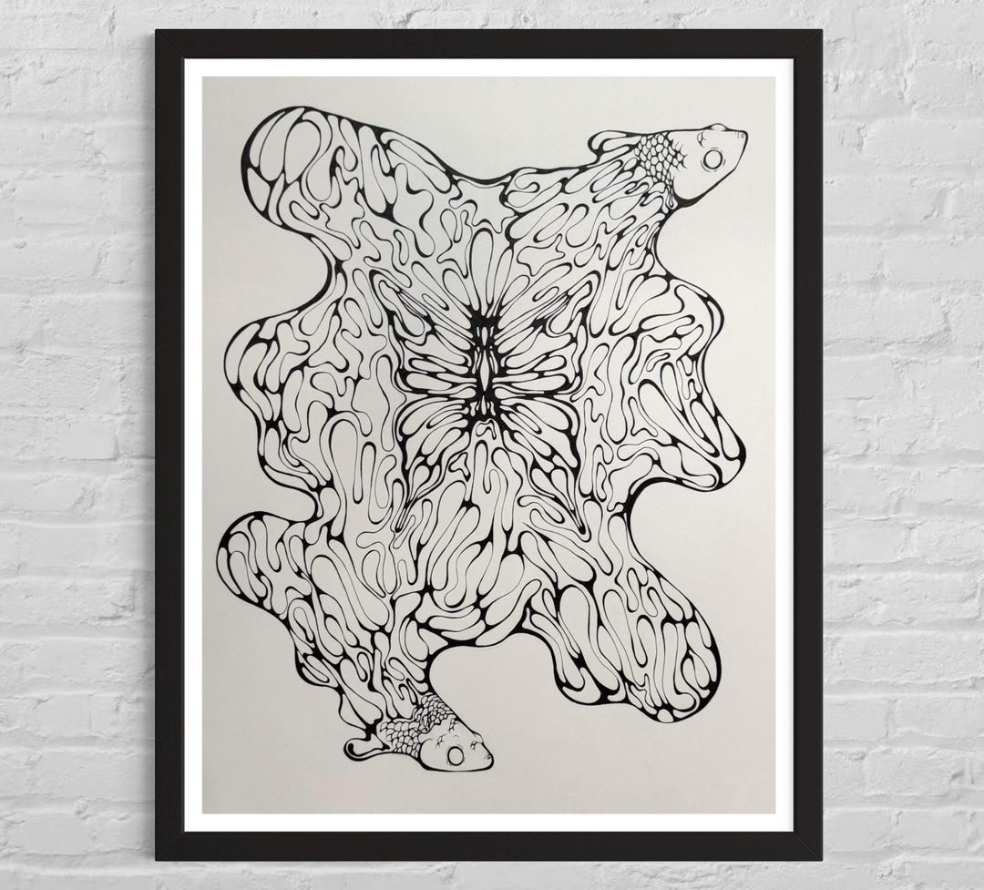 Flow, Drawing, Fine Arts Printe, Flowing, Swimming, Draw Fish ...