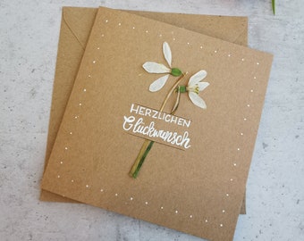 Card with snowdrops for your birthday – congratulations, congratulations