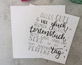 Karte mit Handlettering Spruch „Tortenstück“ – Geburtstag, Glückwünsche, Gratulation