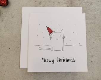 Weihnachtskarte „Meowy Christmas“ – Weihnachten, Weihnachtspost, Katzenkarte
