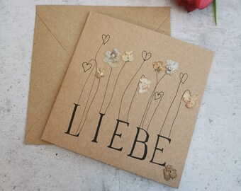 Card with dried flowers “Love”