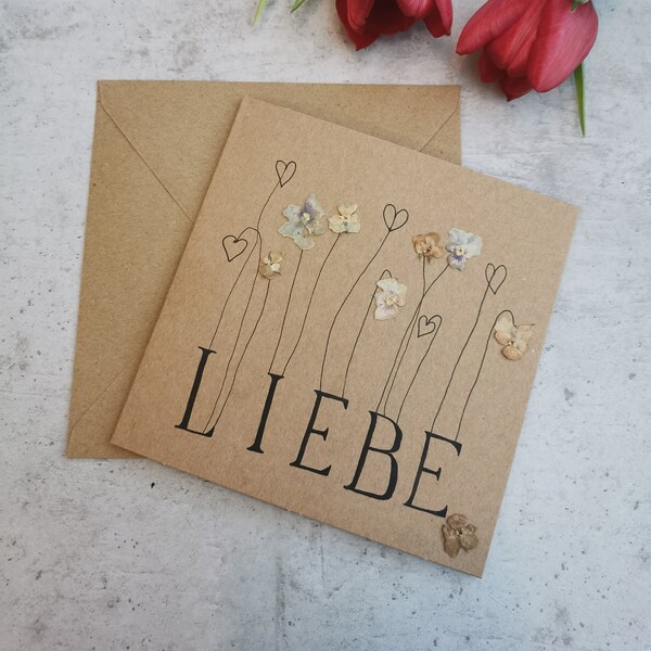 Card with dried flowers “Love”