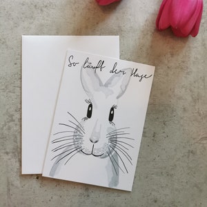 Cartolina "Ecco come corre il coniglio" – Auguri di Pasqua, Cartolina di Pasqua, Buona Pasqua