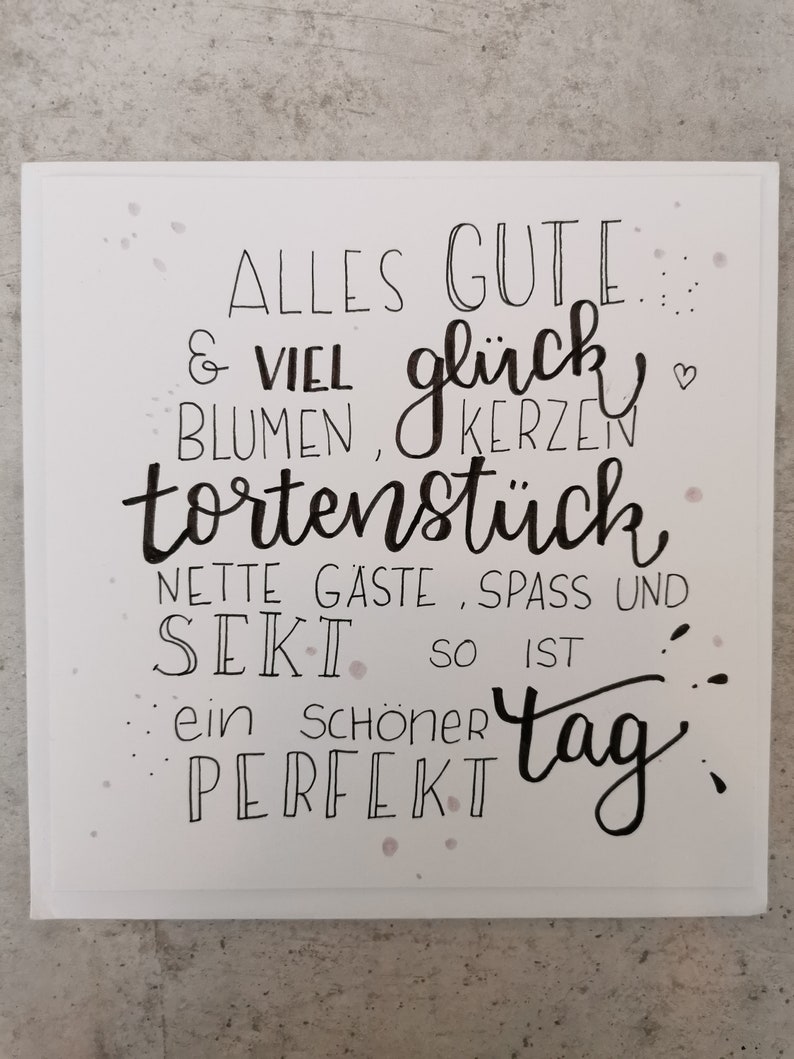 Karte mit Handlettering Spruch Tortenstück Geburtstag Etsy.de