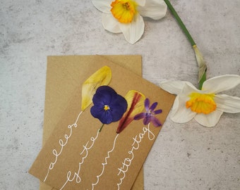 Happy Mother's Day Card with Dried Flowers - Mother's Day Card for Mom