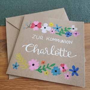 Karte mit Eukalyptuskranz „Zur Kommunion“ – Kommunion, Glückwünsche, Gratulation