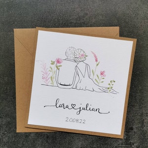 Card with watercolor “Couple” – wedding, congratulations, greetings