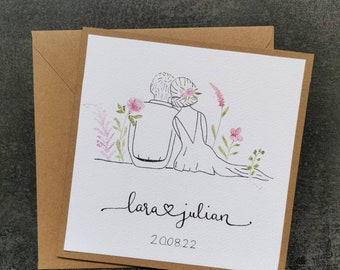 Karte mit Aquarell „Pärchen“ – Hochzeit, Glückwünsche, Gratulation