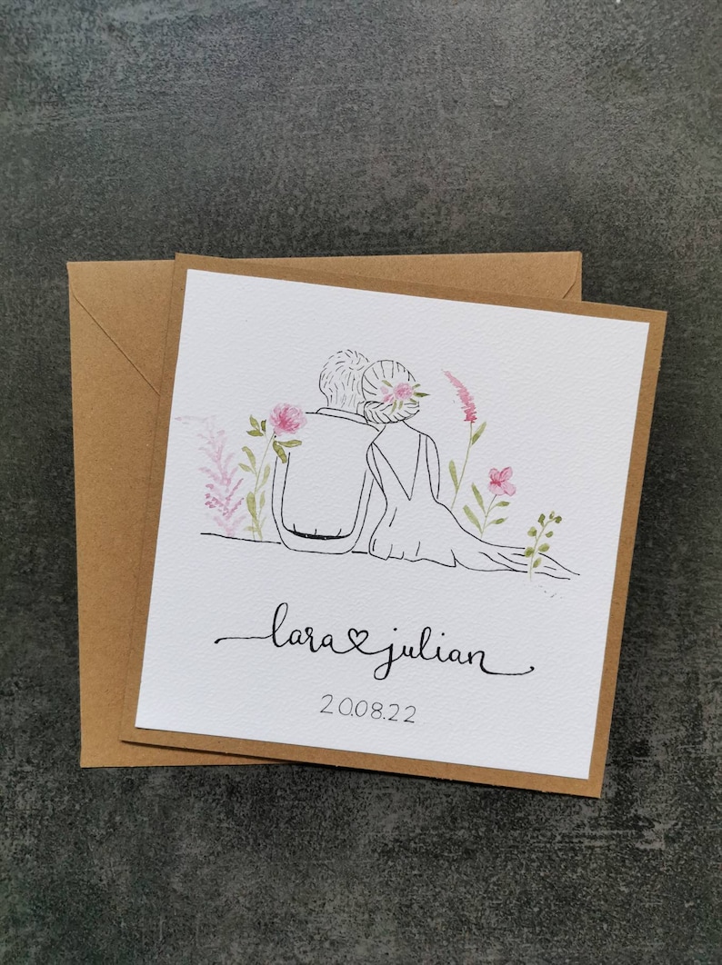 Karte mit Aquarell Pärchen Hochzeit Glückwünsche Etsy.de