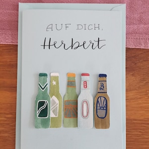 Karte mit Aquarell-Bierflaschen, personalisiert – Geburtstag, Glückwünsche, Gratulation