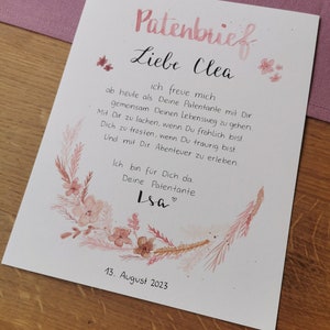 Peetouderbrief doop – geschenk doop petekind, gepersonaliseerd, peetoudercertificaat en doopgeschenk